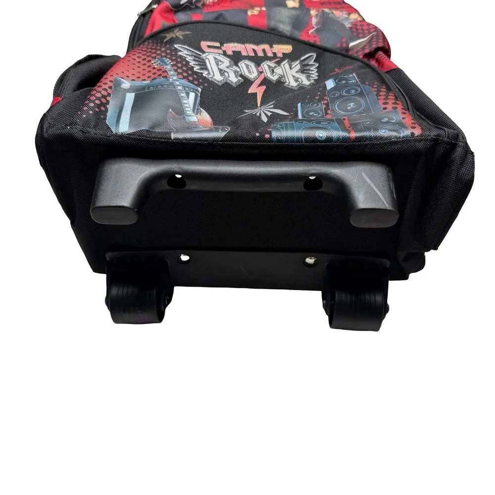 Camp Rock kids boys girls kindergarten school rolling wheels backpack 16